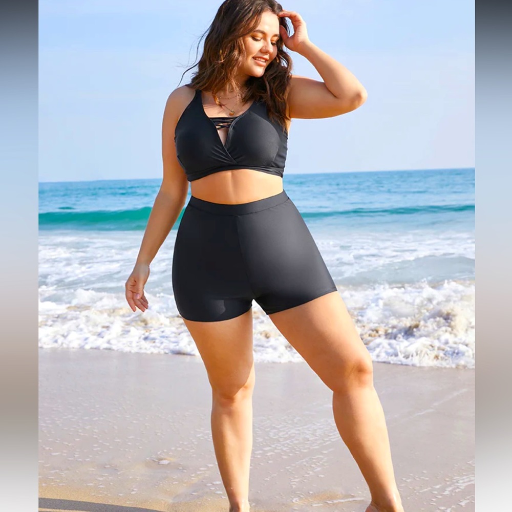 Plain Elastic Waist Swim Shorts